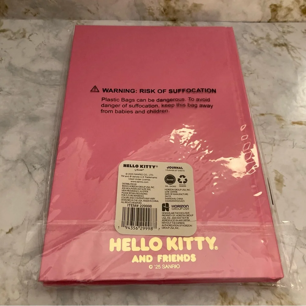 Hello Kitty Journal Gold Foil Bows Pink Hardcover Planner Notebook Stationery